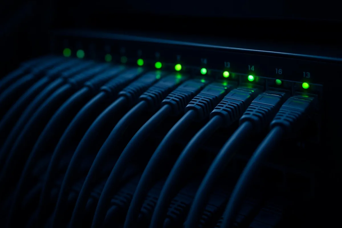 Network switch with patched ethernet cables